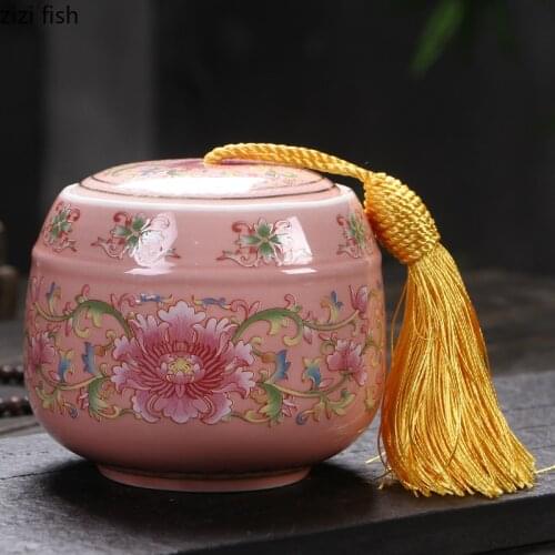 Ceramic Tea Caddy Tea Warehouse Storage Tank Moisture-proof Sealed Jar Tea Box Tea Container Tea Organizer Candy Jar Storage Box