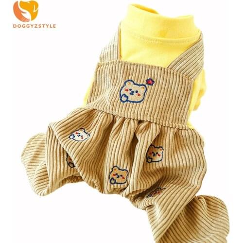 Dog Jumpsuit Autumn Winter Pet Clothes Cute Bear Printed Puppy Cat Overalls for Small Medium Dogs Chihuahua Teddy Outfits