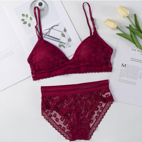 Lace Sexy Bra Transparent Womens Underwear Set Female Brassiere Push-up Bra and Panty Sets Female Embroidery Lingerie Set