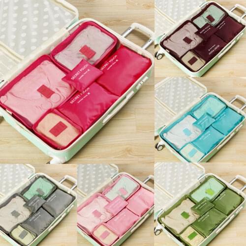 2021 Hot Selling 6Pcs Travel Clothes Storage Waterproof Bags Portable Luggage Organizer Pouch Packing Cube 8 Colors Local Stock