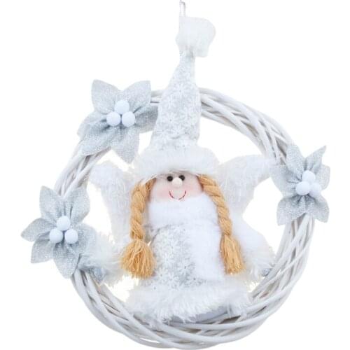 M17D Christmas Angel Wreath Artificial Wreath Front Door Wreath Xmas Tree Wall Hanger
