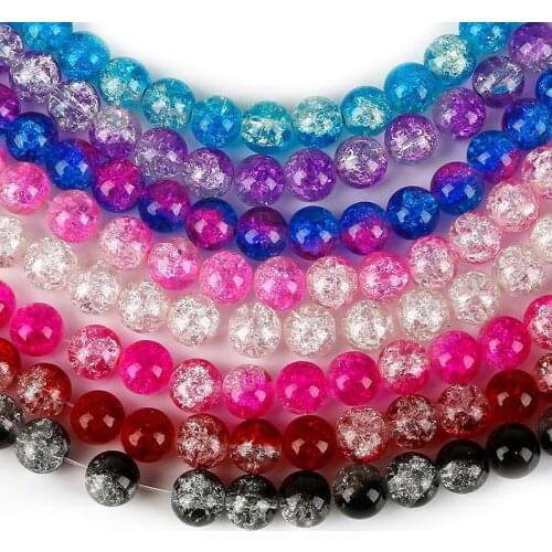 Multicolor 4/6/8/10mm Natural Crack Quartz Round Crystal Glass Loose Stone Frizzling Rock Popcorn Beads For DIY Jewelry Making