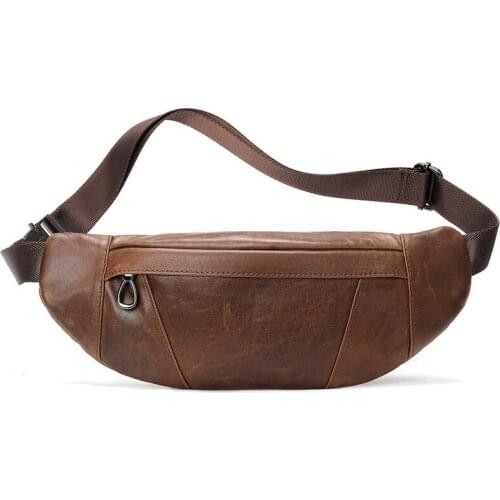 Mens Genuine Leather Chest Bags Luxury Vintage Fashion Half Moon Designer Handbags Sport Crossbody Bag High Quality 2020 Man