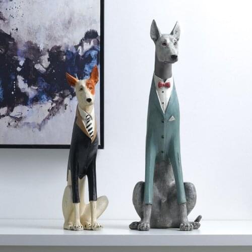 Nordic Home Decoration Doberman Aesin Statue Decorative Figurine Living Room Porch Tabletop Decorations Home Decoration Modern