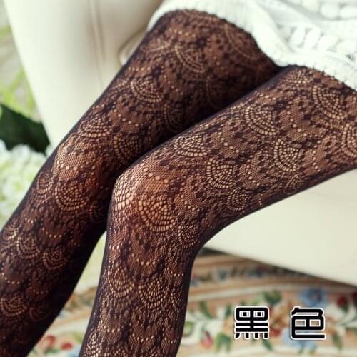 Women New Design Retro Carved Phoenix Tail Sexy Lace Hollow Pantyhose Lolita Black Red Green Tights With Short Skirt Students
