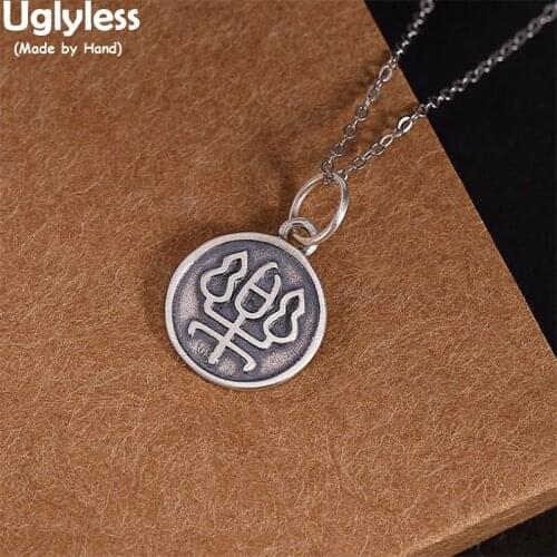 Uglyless Traditional Chinese LE= Happy Gifts Jewelry Women Thai 925 Silver Medal Pendants Necklaces NO Chain China Chic Necklace