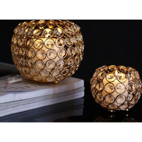 Home Supplies Electroplating Hollow Candle Holder Wrought Iron Crystal Candlestick Ornaments Dinner Party Decor Porps Ornament