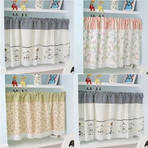 Hanging Short Curtain Decorative Door Cabinet Curtain Polyester Half-curtain Lace Window Drapes Panel Kitchen Coffee Decor