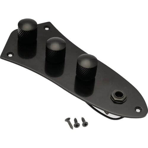 Musiclily Loaded Prewired Jazz Bass Control Plate for J Bass Style Guitar, Black