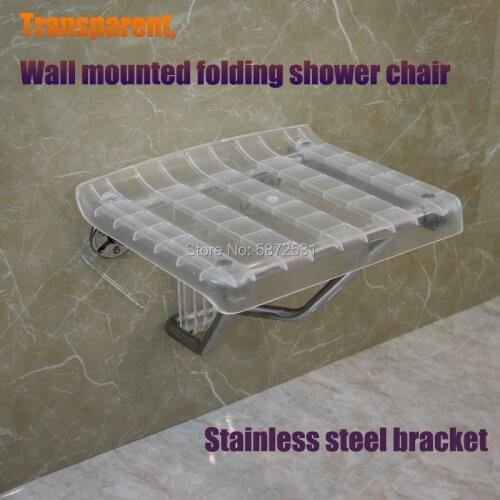Transparent wall mounted chairs Bench Shower folding seat folding Waiting Bath bathroom stool Solid Seat Toilet Chairs