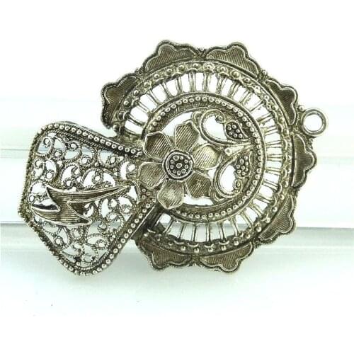 1pc 15432 Antique Silver 62*47*10mm Flower Geometric Charms for Diy Pendnat Jewelry Making