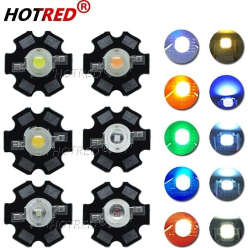 10pcs 1W 3W High Power LED Beads Full Spectrum White Warm white Green Deep Red 660nm Royal blue IR UV With 20mm Black Star PCB