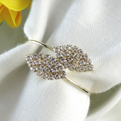 10 PCS/SET Decoration Belt Party Rhinestone Serviette Wedding Dinner Home Napkin Holder Rings Hotel Buckles Banquet Leaves Shape
