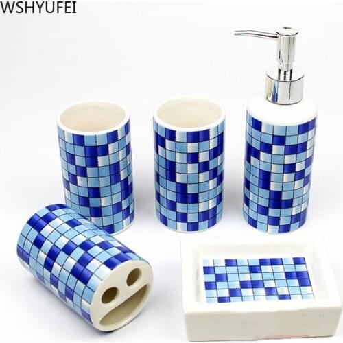 WSHYUFEI Ceramic suit bathroom cleaning supplies Five-piece set soap dispenser Toothbrush Holder home bathroom accessories