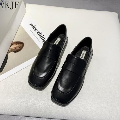 Size 35-40 Womens Leather Shoes Spring Autumn Female Slip-On Flats Mujer Round Toe Casual Black Breathable Fashion Zapatos
