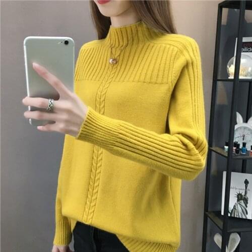 Knitted Turtleneck Women Autumn Winter 2019 New Ladies Korean Sweater Female Long Sleeve Jumper Blue White Red Pullover Femme