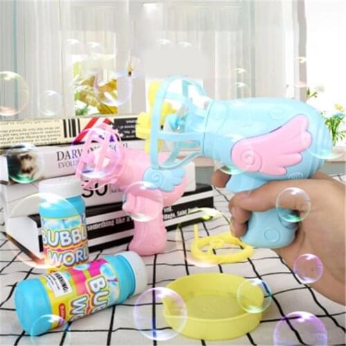 1PC Summer Toy Outdoor Game Dual Head Hair Dryer Bubble Machine Realistic Mini Fan Bubble Toy Outdoor Gift for Toddler