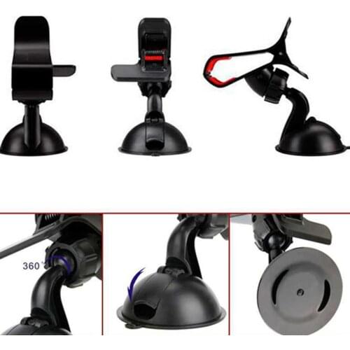 1PC New Portable Universal Car Phone Clip Holder Auto Windshield Mount Stand with Suction Cup for Mobile GPS