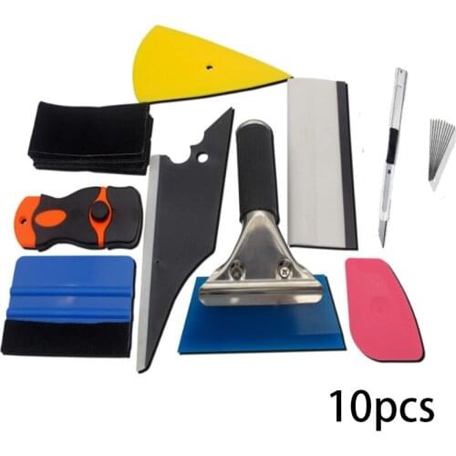 10pcs / set Auto Glass Protective Film Car Window Wrap Tint Install Tool Including Squeegees Scrapers Film Cutters