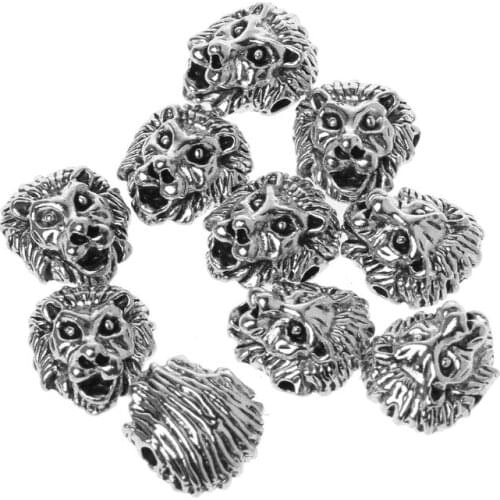 K3ND 10Pcs Tibetan Lion Head Metal Spacer Beads for Bracelet DIY Jewelry Findings