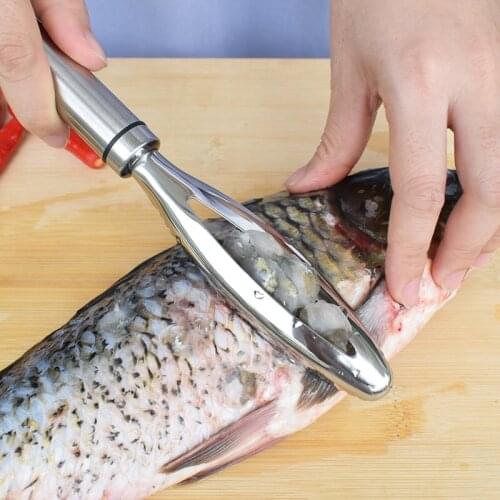 2Pcs Stainless Fish scale Scraping Graters Fast Remove Fish Cleaning Peeler Scraper fish bone tweezers kitchen accessorie tools