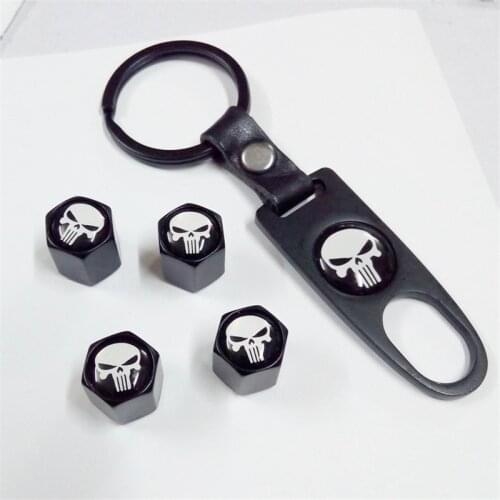 4pcs Punisher Skull Logo Valve Caps Car Wheel Tires Accessories Stems Covers Auto Accessories for bmw benz audi vw car Styling
