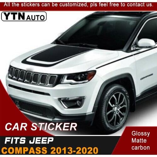 Car Decals For Jeep Compass 2013-2020 Black Bonnet Hood Scoop Simplicity Stripe Graphic Vinyl Sticker Customized