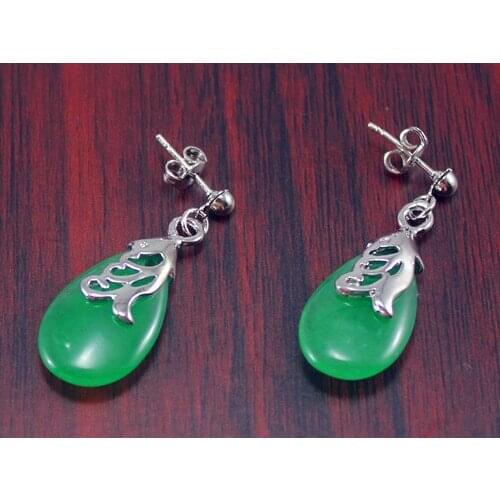 Free Shipping ER000100 Elegant Natural jade Drop Earring