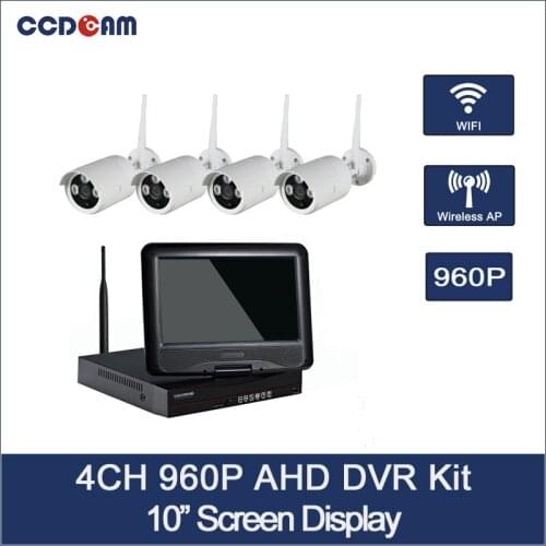 CCDCAM 4CH Wifi NVR Kit 1.0MP Security System 960P Wifi IP Camera w/10" screen NVR