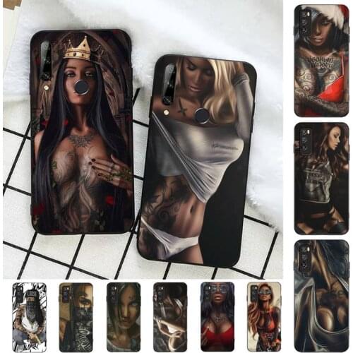 TOPLBPCS Sexy Tattooed Girl Sleeve Phone Case for Huawei Honor 8 9 10 5A 30 20 pro lite 8X 8C