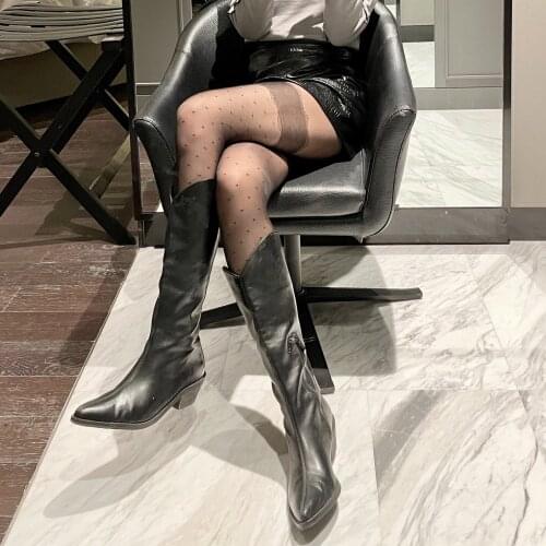 Black Little Polka Dot Silk Thin Pantyhose Thigh Lace School Hot Hottie Spice Girls Ins JK Fashion Cute Socks Luxury Stockings