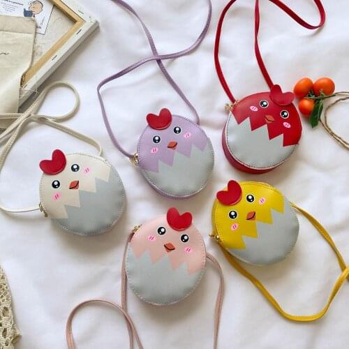 Children Kids PU Leather Coin Purses Mini Cute Chicken Cartoon Wallet Girls Shoulder Messenger Bag