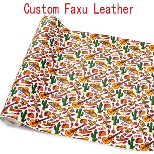 Custom Logo Design Printed Faux Synthetic Leather A4 22*30cm for Fabric DIY Crafts Material