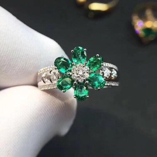 High Quality Natural and Real emerald ring Free shipping 925 sterling silve Fine jewelry for Man Or Woman