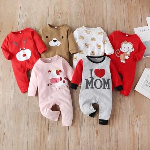 Christmas baby romper newborn infant baby boys girls cute print long sleeves romper autumn winter baby clothing