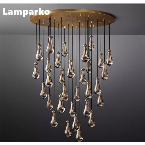 Rain Round Chandelier 60" LED Modern Luxury Crystal Ceiling Chandelier Lamp Pendant Hanging Light Fixture for Living Room Foyer