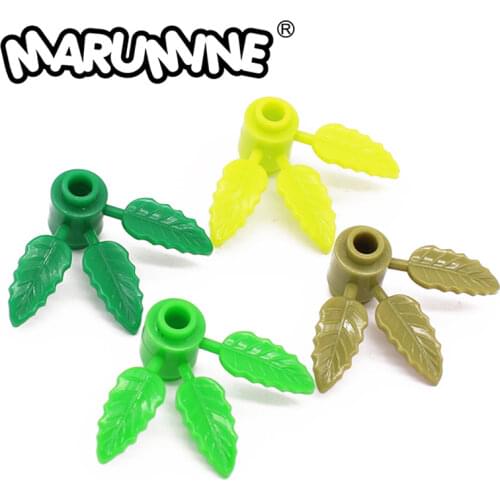 MARUMINE MOC Bricks 3x3 Bamboo Leaves 200PCS Building Blocks Flower Tree Stalk City Construction Bricks Compatible 30176
