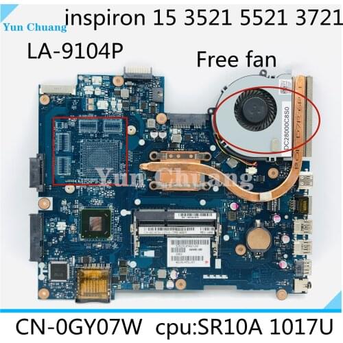 LA-9104P Pentium CPU FOR DELL INSPIRON 2521 3521 5521 laptop motherboard CN-0GY07W 0671DP 06H8WV mainboard Free fan copper pipe