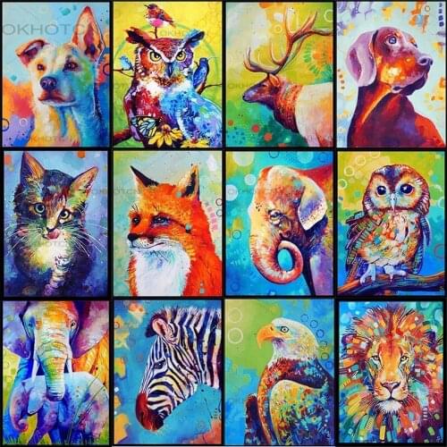 Diy Diamond Painting Animals Full Square Drill Colorful Handmade Cross Stitch Kits Diamond Embroidery Mosaic Art Wall Decor