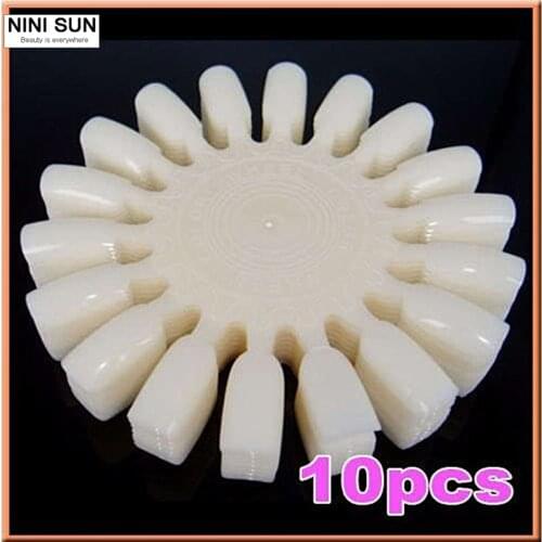 10Pcs Natural White False Nail Tips Display 18 Tips / Piece Nail Polish DIY Display Wheel Design For Beauty Nails Tool Set Art