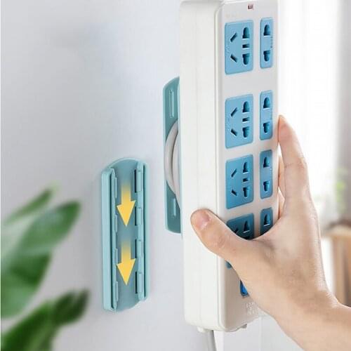2021 Wall-mounted Power Strip Holder Board Router Plug-in Line Board Holder Self-Adhesive No Perforation Install Bottom Board