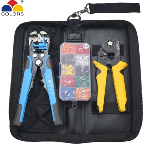 Crimping Pliers Kits 0.08-10mm2 Tube Bootlace Ferrule Terminals Clamp Wire Stripper Self-adjustable Crimping Hand Tools