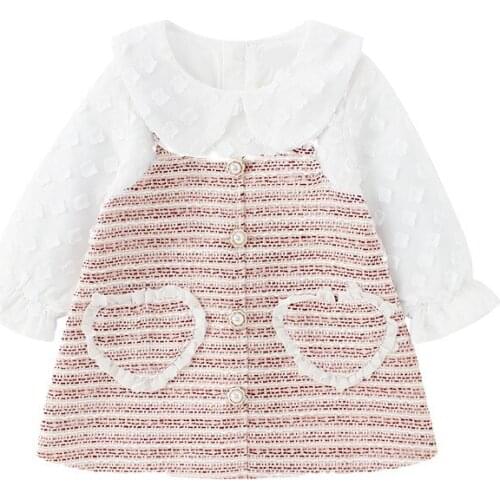 Girls Clothes Autumn Princess Dresses Peter Pan Collar Plaid Kids Dress Party Girls Dresses Children Clothing with Flowers 0-6Y