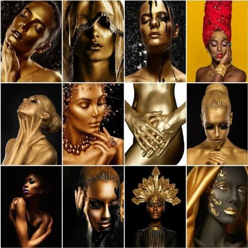 AZQSD Coloring By Number African Woman Acrylic Modern Wall Art Painting By Numbers Black Girl Handmade Unique Gifts