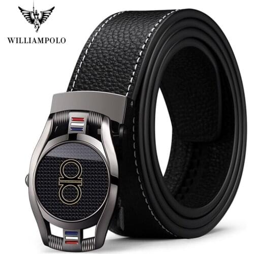 Williampolo 2019 Genuine Leather Belt Fashion Alloy Automatic Buckle Belt Cinto Masculino Original Brand Belt PL18319P