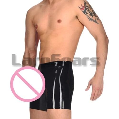 Handmade Rubber Latex Boxer Shorts with Penis Condom Cock Sheath Plus size Custom Made