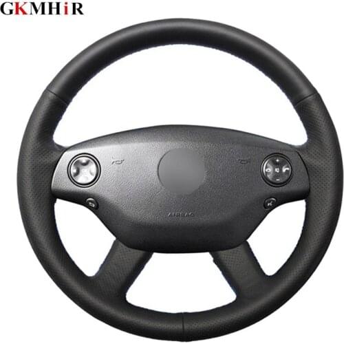DIY Black Steering Wheel Cover Soft Artificial Leather Car Steering Wheel Cover for Mercedes Benz S-Class 2006-2008