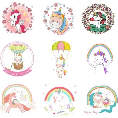 Iron-on Transfers for Clothing Ironing Patches Stickers Diy Animal Unicorn Patch Flex Fusible Transfer Vinyl Adhesive Stripe C