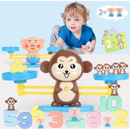 Montessori Math Toy Digital Monkey Balance Scale Educational Math Mouse Balancing Scale Number Board Game Kids Learning Toy