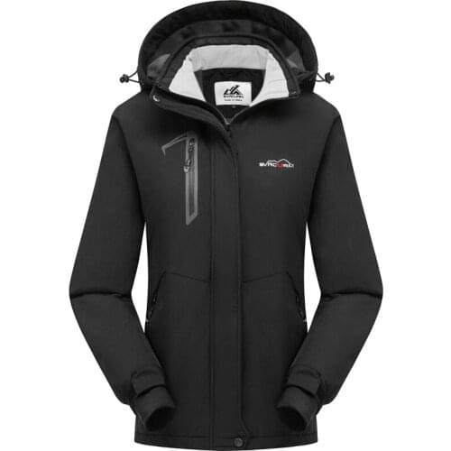 Womens Waterproof Windproof Outdoor Sports Snow Skiing Hooded Fleece Daily Activities Jackets Winter Thick Hiking Coats WJK006